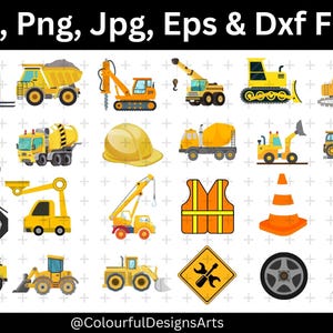 Construction Truck Svg, Construction Vehicles SVG, Excavator Svg, Crane Svg, Truck Svg, Cut Files, Silhouette, Construction Clipart