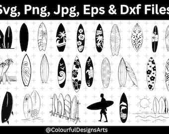 Deska surfingowa SVG, surfing SVG, surfing SVG, hawajska deska surfingowa SVG, kwiatowa deska surfingowa SVG, lato SVG, pliki SVG Cricut, ocean SVG, clipart plażowy