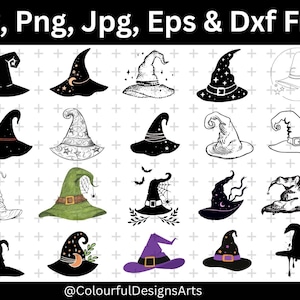 Withch Hat Svg Bundle, Witchcraft Svg, Witches Svg, Halloween Svg, Gothic Svg, Witch Hat Clipart, SVG Cut Files for Cricut, Silhouette