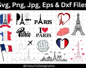 Paris Svg Bundle, Paris Png Bundle, Eiffel Tower Svg, Landmark Svg Stamp,  Paris Clipart, Svg For Cricut, PARIS Cut Files, Instent Downloads