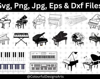 Piano Svg, Piano Clipart, Piano Digital Files, Svg Cricut Design, Silhouette Cut Files, Music Notes SVG, Music Svg, Musical Note Wave Svg