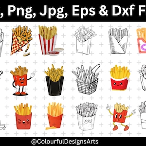 Frunch Fries SVG Bundle, French Fries Svg, Food Svg, French Fries Vector, French Fries Clipart, Svg Cut Files, Silhouette, Instant Download