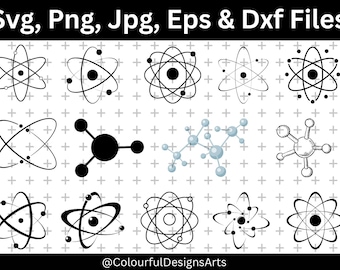 Atom SVG Bundle, Atom Png Bundle, Science Clipart, Molecule Cut Files, Atom Clipart, Atom Cricut, Atom Silhouette, Digital Download