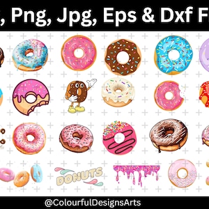 Donuts SVG Bundle, Cute Donut Clipart, Dessert SVG, Donut SVG, Cut Files for Cricut & Silhouette, Commercial use, Digital Download