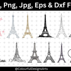 Eiffel Tower SVG Bundle, Eiffel Tower Png Bundle, Paris SVG, Landmark SVG, Travel Svg, Eiffel Tower Clipart, Eiffel Tower Cricut, Silhouette