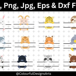 Joli monogramme séparé de bébés animaux, dessins Svg animaux séparés, nom animal cadre Clipart, joli monogramme séparé pour Cricut, png haute résolution
