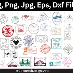 Reizen stempel Svg, bezienswaardigheden van de stad, postzegels collectie SVG, reizen stad stempels, vakantie reizen stickers, paspoort visum stempels, reizen Svg