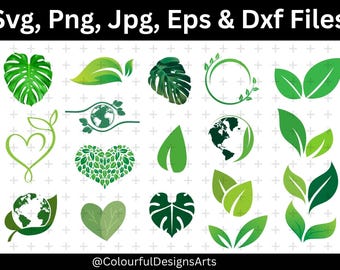 Green Leaves Svg, Tropical Leaves Svg, Hand Drawn Leaves SVG, Cut Files for Cricut, Sublimation Design, Botanical Leaves Cut Files