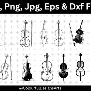 Violin Svg Bundle, Musical Instrument Svg, Violin Png, Musical Svg, Violin Outline Clipart, Music Svg,  Commercial Use, Instant Download