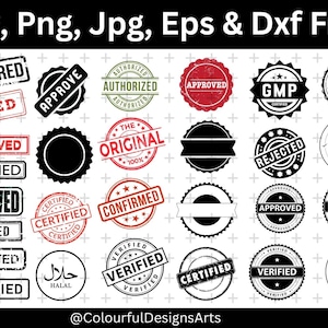 Stamps Svg Bundle, Approved Stamp SVG, Sublimation Designs, Declined Stamps Svg, Varified Stamp Clipart, Commercial Use, Digital Download