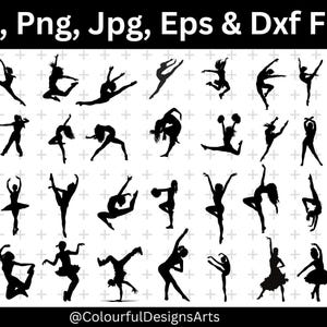 Dancing Girls Svg Bundle, Dance Png Bundle, Dancing Svg Cut Files For Circut, Dance Lover Svg, Dance Clipart, Dance Silhouette, Dance Svg