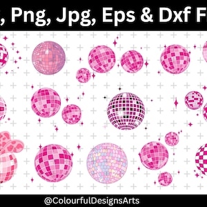 Pink Disco Ball Svg Bundle, Retro Asthetic Clipart, Disco Ball, Dance Party SVG, Cut Files for Cricut & Silhouette, PNG Sublimation Design