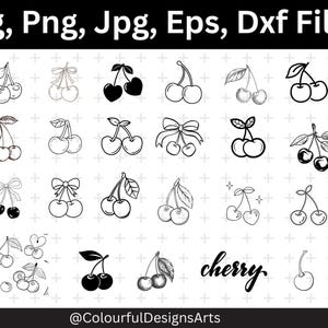 Cherry SVG Bundle, Summer Fruits Vector, Cherry Cut Files, Cherries Clipart, Cherry print PNG, Cherry Outline Cut Files Digital Download