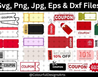 Coupon Svg Bundle, Coupon  Svg Cut File, Coupon Clipart, Discount Coupon, Coupon Frame SVG, Ticket SVG, Coupon Tag SVG, Digital Download