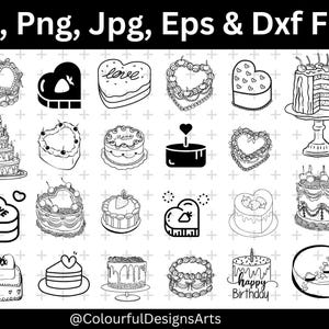 Birthday Cake Svg Bundle, Birthday Cut File, Svg Cricut Files, Dessert Svg, Baking Svg, Cake Silhouette, Birthday Cake Png, Digital Download