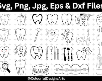 Teeth SVG, Tooth SVG, Tooth Clipart, Dentist Cricut Files, Dental Clipart, Svg Cut Files, Tooth Silhouette, Tooth Vector, Instent Download