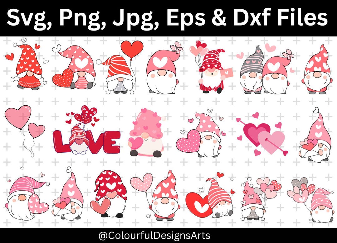 Valentine Gnome SVG Bundle, Valentine Gnome SVG, Love Gnomes Cut Files ...