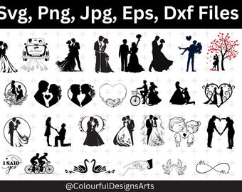 Couple Silhouette, Couple SVG Bundle, WEDDING Silhouette, Couple Clipart, Wedding Couples Svg, Anniversary Svg, Lovers Svg, SVG Cut Files