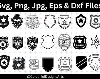 Police Bagdes Svg Bundle, Police Svg, Police Officer Svg, Laser Cut File, Police Badge Clipart, Security Badge Svg, Badge Sillhouette