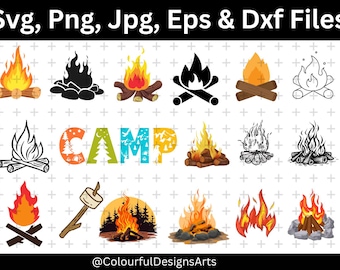 Paquete SVG de camping, SVG de fogata, SVG de camping, SVG de vida en el campamento, SVG de campista, SVG de verano, archivos de corte de camping, SVG de aventura, archivos SVG para Cricut