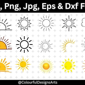Sun SVG Bundle, Sunshine Svg, Boho Sun Svg, Sunrise Clipart, Sun Silhouette, Sun PNG Bundle, Sun Clipart, Intent Download