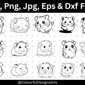 Hamster SVG Bundle, Cute Hamster Clipart, Pet Animal SVG, Cartoon Hamster Cut Files for Cricut, Kawaii Hamster PNG, Hamster Silhouette