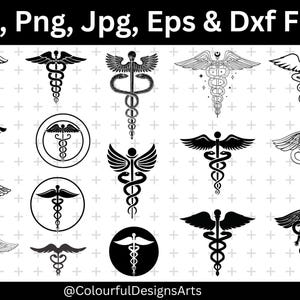 Caduceus Clipart, Caduceus Symbol Svg, Medical Symbol Svg, Medical Svg, Healthcare Svg, Doctor Svg, Nurse Svg, Digital Download