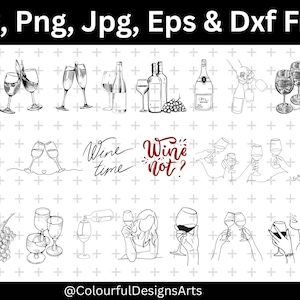 Wine SVG Bundle, Wine Clipart, Wine Cricut Files, Wine PNG Bundle, SVG Cut Files for Cricut, Wine Glass Svg, Wine Silhouette