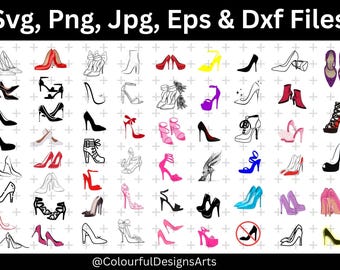 High Heels SVG-Bundle, High Heel ClipArt, SVG-Schnittdateien für Circut, Frau Schuhe SVG, Mode SVG, Ferse Silhouette, digitaler Download