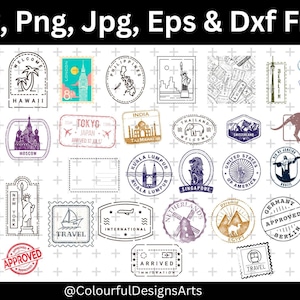 Reizen stad stempels, bezienswaardigheden van de stad, reizen stempel Svg, postzegels SVG bundel, vakantie reizen postzegels, reizen Svg, Svg-bestanden knippen voor Cricut