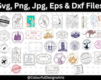 Travel City Stamps, City Landmarks, Travel Stamp Svg, Stamps SVG Bundle, Vacation Travel Stamps, Travel Svg, Svg Cut Files for Cricut