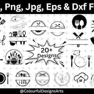 Kitchen Monogram SVG Bundle, Kitchen Svg, Kitchen Logo Cut Files, Monogram SVG, Split Monogram Svg, Baking Monogram Svg, Cooking Svg,