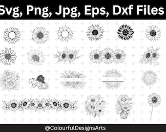 Sunflower SVG, Sunflower Cricut, Sunflower Clipart, Sunflower Cut File, SVG Files for Cricut, Sunflower Silhouette, Flower Svg, Vector