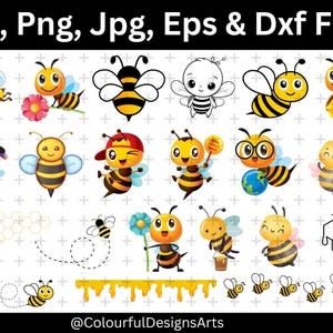 Honey Bee SVG Bundle, Bumblebee Cut Files,Svg for Cricut & Silhouette, Bee SVG Bundle, Cute Honey Bee Clipart, Honey Svg, Honeycomb Svg