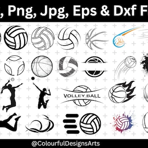SVG-bundel volleybal, volleybal silhouet, sport bal clipart, volleybal gesneden bestanden, volleybal png, sport-SVG, digitale download