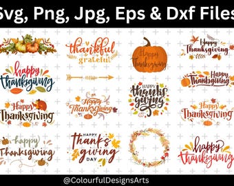 Thanks Giving Svg, Autumn Svg, Pumpkin Svg, Thankful Svg, Thanksgiving Png, Turkey Svg, Happy Thanksgiving Bundle, Digital Download