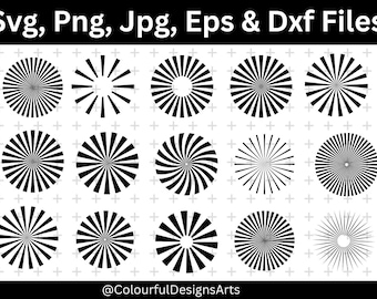 Sun Burst SVG Bundle, Retro Sun Rays SVG, Minimalist Sun Svg, Radiating Light SVG, Boho Sun Cut Files for Cricut & Sillhouette