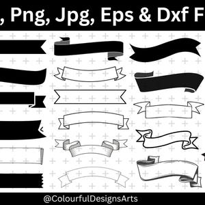Banner Svg Bundle, Banner Ribbon Svg, Banner Outline Svg, Banner Clipart, Silhouette, Cut File for Cricut, Commercial Use, Instant Download