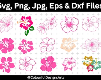 Hibiscus Flower SVG Bundle, Tropical Flower SVG, Hawaiian Clipart, Hibiscus Cut Files for Cricut, Floral SVG, Hibiscus Svg, Digital Download