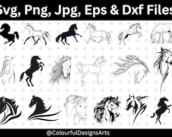 Horse Svg Bundle, Horse Line Art Svg, Horse Silhouette, Horse Head Svg, Horse Cut File, Animal Svg, Horse Lover Svg, Laser Cutting Files