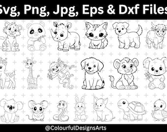 Niedliches Baby-Tier-Svg-Bundle, Waldtier-Svg, Dschungel-Tier-Svg, Tier Clipart, Gekritzel-Tier SVG, Safari-Tiere Clipart