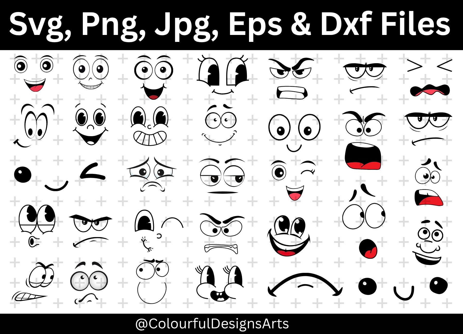 Cartoon Faces Svg Bundle, Emoji Faces Svg, Funny Face Svg, Cartoon ...