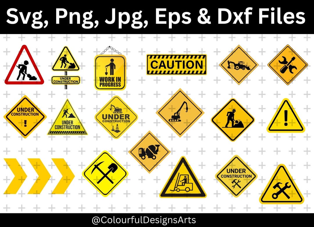 Construction Sign Svg Bundle, Under Construction SVG, Road Signs ...