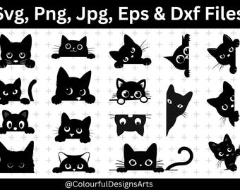 Peeking Black Cat Clipart, Peeking Cat Svg, Peeking Cat Png Bundle, Cat Silhouette, Peeking SVG, Peeking Cat Eps, Instant Download