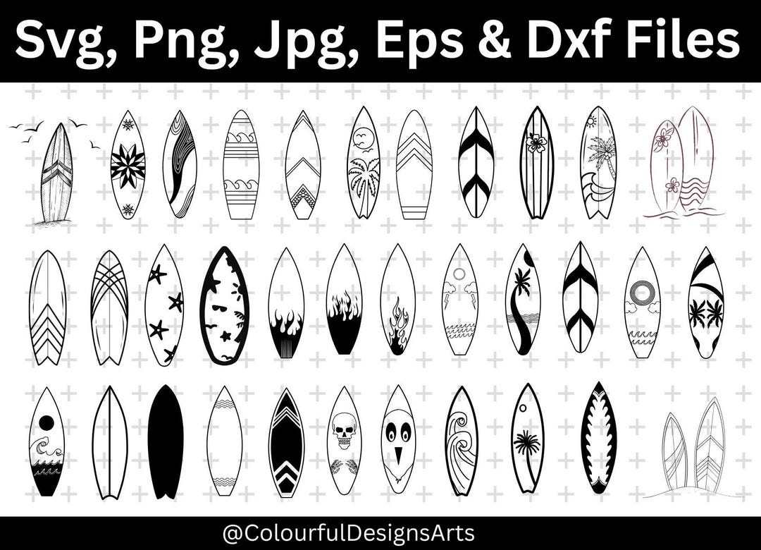 Surfboard Svg Bundle, Surfing Clipart, Tropical Surfboard Svg, Summer ...