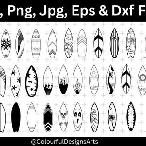 Surfboard Svg Bundle, Surfing Clipart, Tropical Surfboard Svg, Summer Svg, Beach Svg, Surfboard Cut Files, Surfboard Vector, Hawaiian Png,