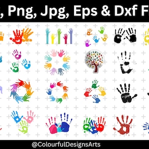 Hand Prints SVG Bundle, Handprint Clipart, Handprint Silhouette, HandPrint Svg, Handprint PNG Bundle, Handprint SVG Cut Files for Cricut
