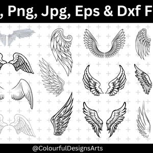 Angel Wings SVG Bundle, Angel Wings Clipart, Wings Cut Files, Wings Silhouette, Angel Wings PNG, Cut Files for Cricut, Instant Download