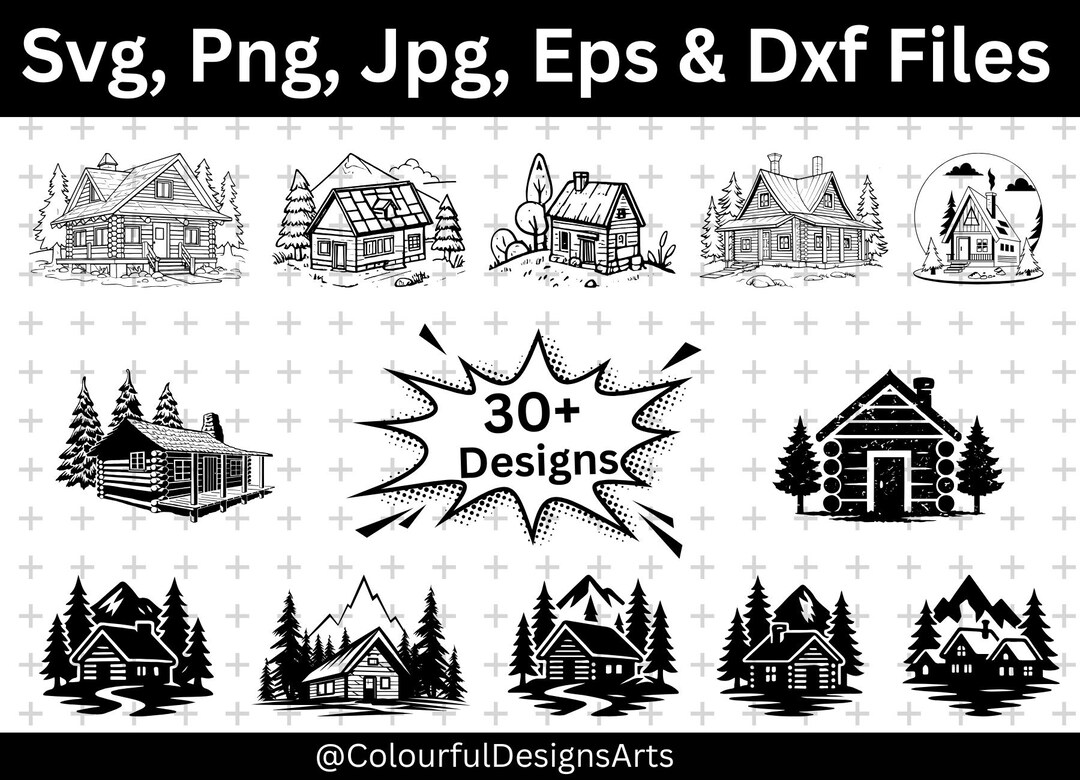 Rustic Wooden Cabin SVG Bundle, Rustic Silhouette, Log Cabin SVG ...