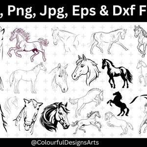 Horse Silhouette, Horse Line Art, Horse Svg, Horse Cut File, Animal Svg, Horse Lover Svg, Laser Cutting Files, Horse Head Svg